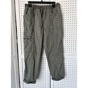 Nicole Miller Pants Women's 8 Green Cargo Elastic Waist Boho Lyocell Cotton
